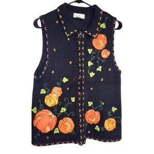 Vintage White Stag Zip-Up Embellished Beaded Embroidered Fall/ Halloween Vest S